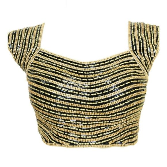 Black and Gold Heavy embellished Blouse - Picture 1 of 1